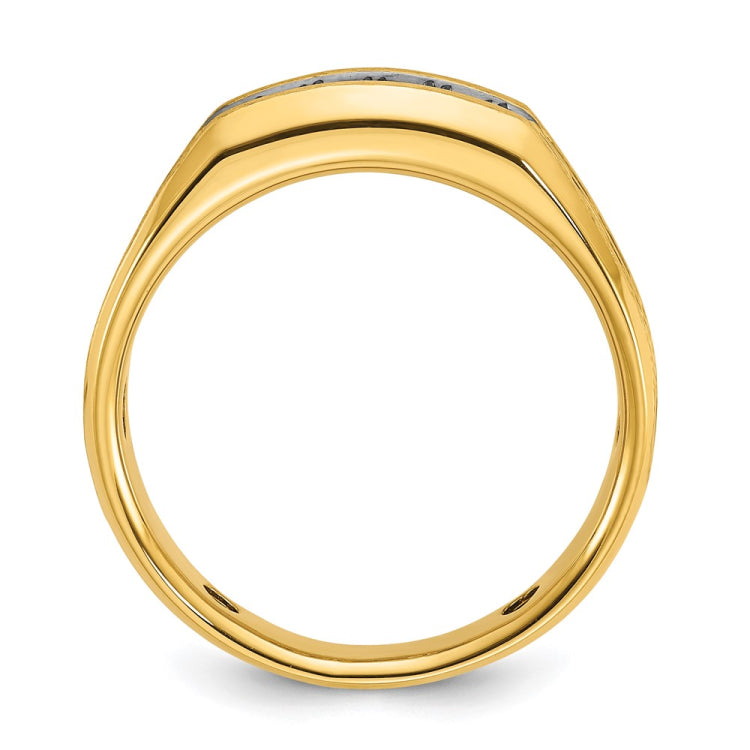 Men's YG Wedding Band with Soft Satin and Black Rhodium Finish Mounting