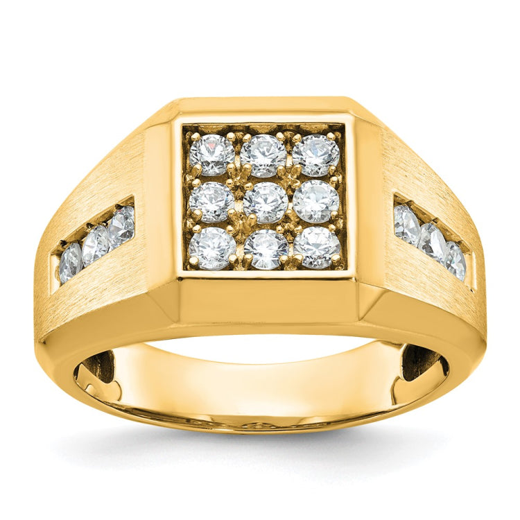 Men's WG Cluster Ring with Satin Finish Sides Mounting
