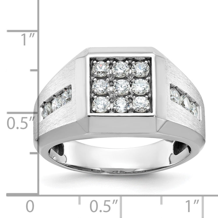 Men's WG Cluster Ring with Satin Finish Sides Mounting