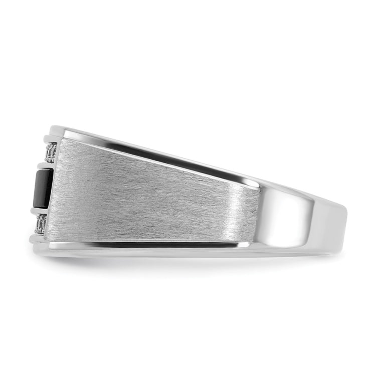 IBGoodman 10k White Gold Men's Polished and Satin Gemstone Ring Mounting