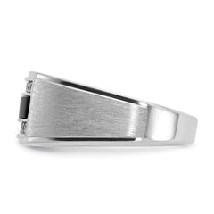 IBGoodman 10k White Gold Men's Polished and Satin Gemstone Ring Mounting