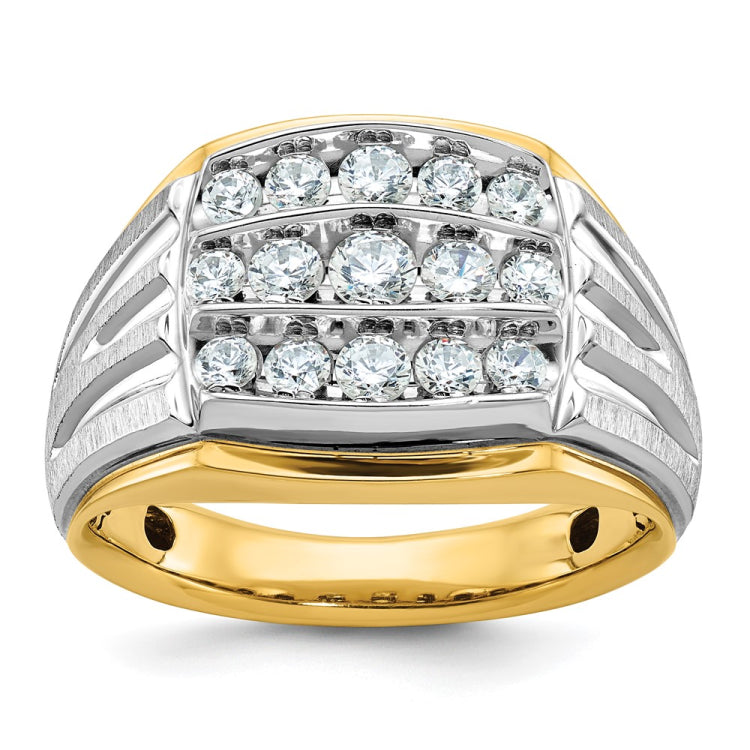 Men's TT Cluster Ring with Satin Finish Accent Mounting