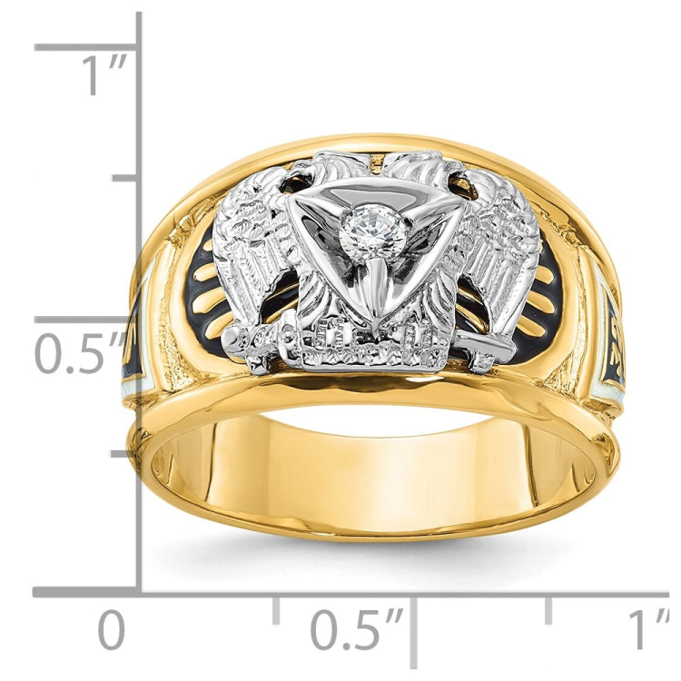 Men's 32nd Scottish Rite Ring with .10ct Diamond Solitaire Mounting