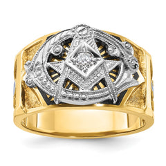 Men's Masonic Blue Lodge Ring with .10ct Diamond Solitaire Mounting
