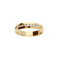 14k Yellow Gold IBGoodman Men's Polished 9-Stone Diamond Ring
