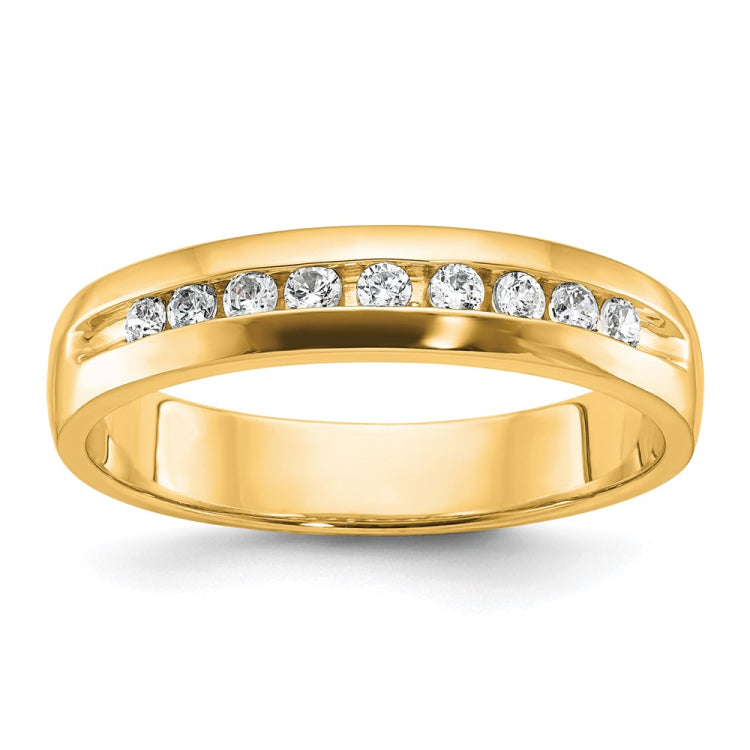 14k Yellow Gold IBGoodman Men's Polished 9-Stone Lab Grown VS/SI+ G+ Dia Ri