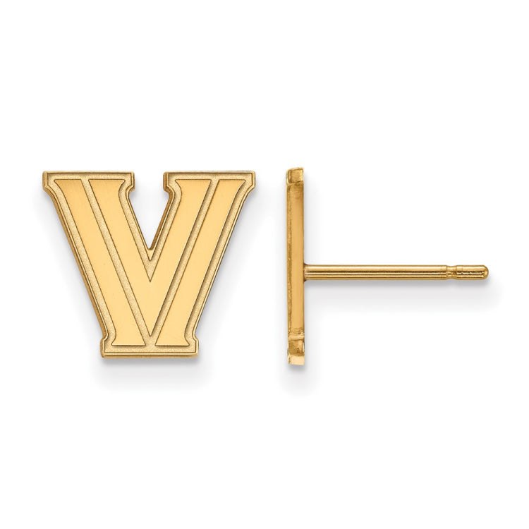 10k Gold LogoArt Villanova University Letter V Extra Small Post Earrings