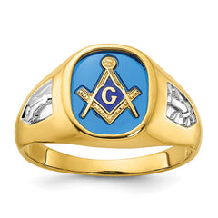 Men's Masonic Blue Lodge Ring with Blue Spinel Accent Stone Mounting