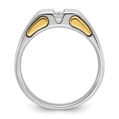 Men's Two-tone 3/8ct Diamond Solitaire Ring with All Bright Finish Mounting