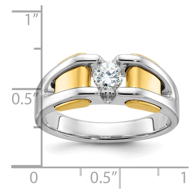 Men's Two-tone 3/8ct Diamond Solitaire Ring with All Bright Finish Mounting
