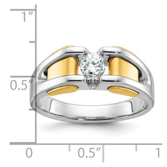 Men's Two-tone 3/8ct Diamond Solitaire Ring with All Bright Finish Mounting