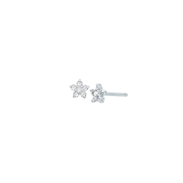 14KW .12CT FLOWER STUD EARRINGS