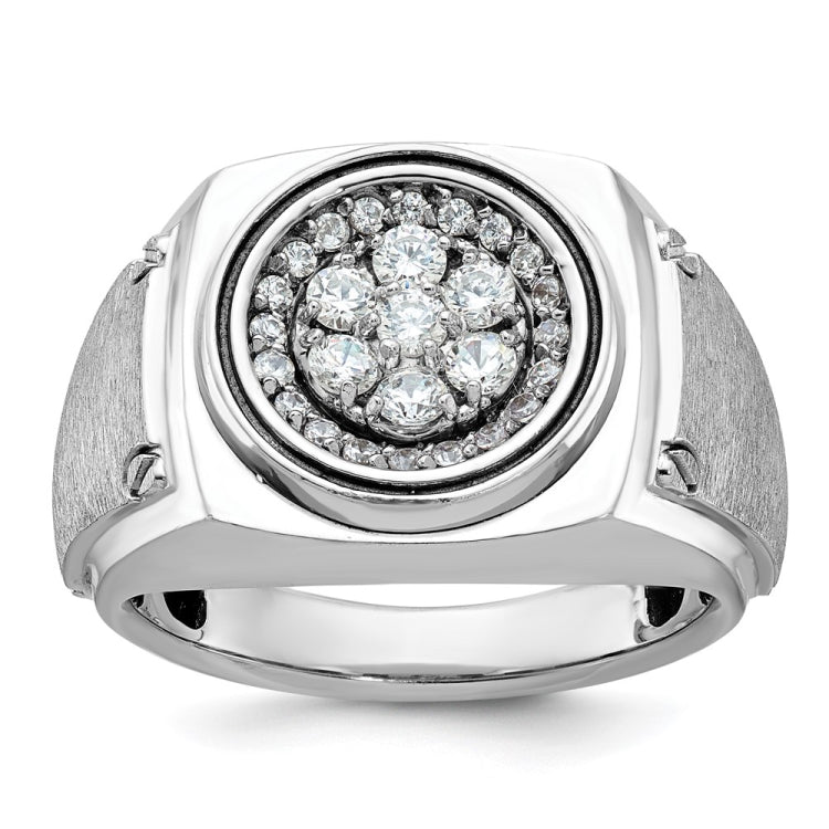 Men's WG Cluster Ring with Satin Finish and Black Rhodium Accent Mounting