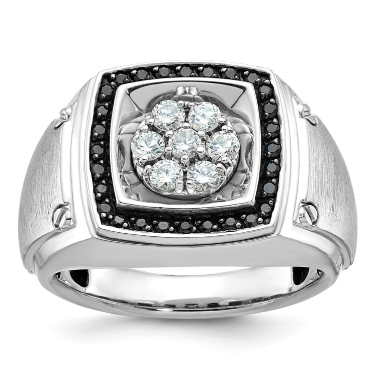 Men's TT Cluster Ring with Satin Finish and Black Rhodium Accent Mounting
