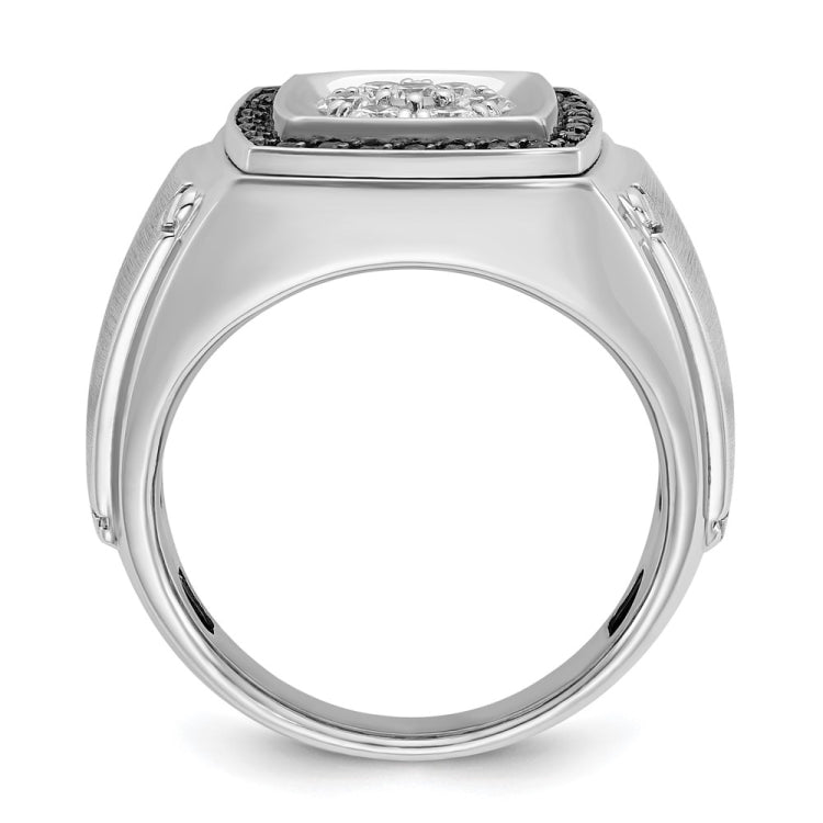 Men's TT Cluster Ring with Satin Finish and Black Rhodium Accent Mounting