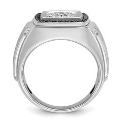 Men's TT Cluster Ring with Satin Finish and Black Rhodium Accent Mounting
