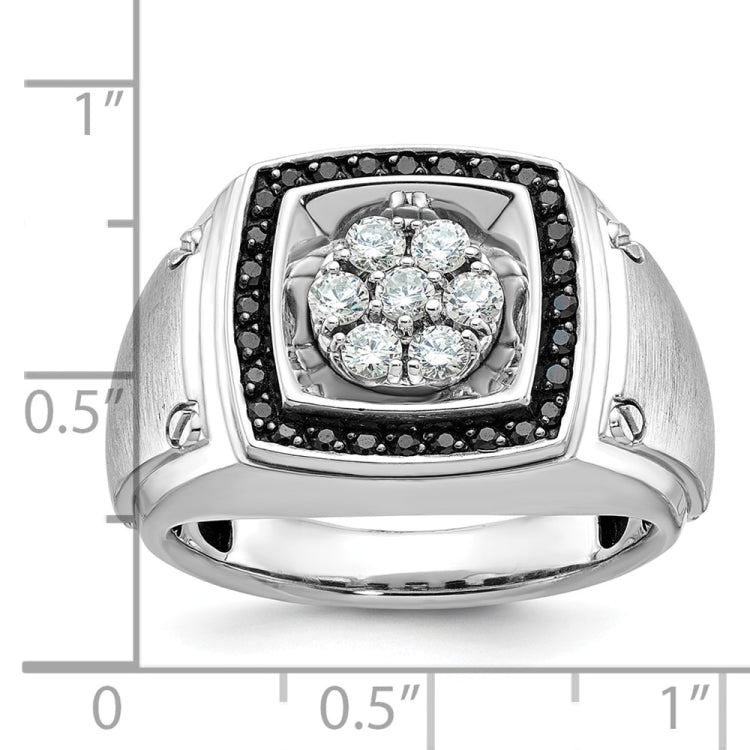 Men's TT Cluster Ring with Satin Finish and Black Rhodium Accent Mounting