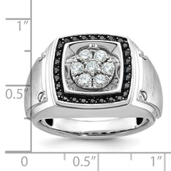 Men's TT Cluster Ring with Satin Finish and Black Rhodium Accent Mounting