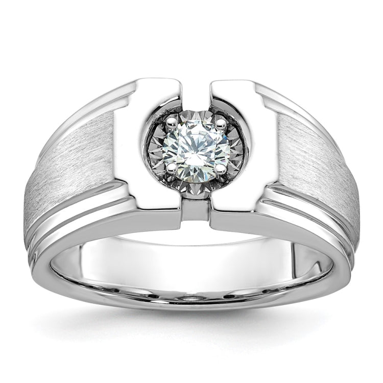 14k White Gold IBGoodman Men's Polished/Satin Emerald Ring Mounting