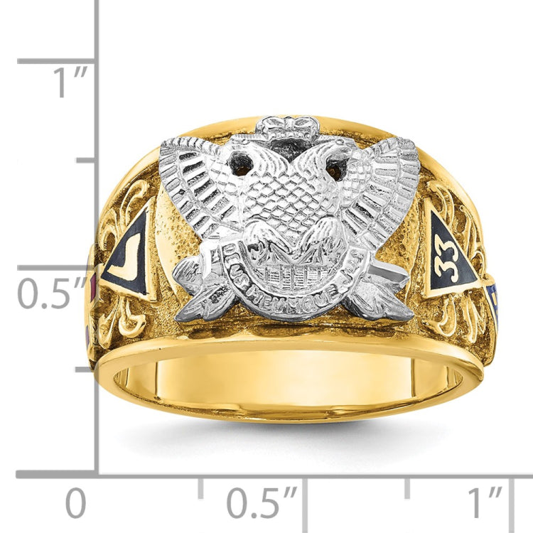 Men's 33 Degree Masonic Ring w/Double Eagle Mounting