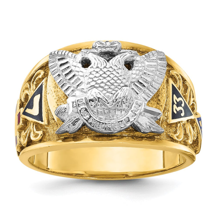 SS IBGoodman Men's Textured & Enameled 33rd Degree Masonic Ring