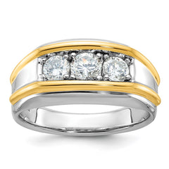 Men's Two-tone Wedding Band with All Bright Finish Mounting