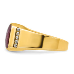 GTS YG DIA/CREATED RUBY DOUBLET RING