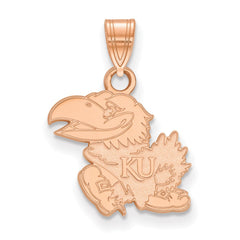 14k Rose Gold LogoArt University of Kansas Jayhawk Small Pendant