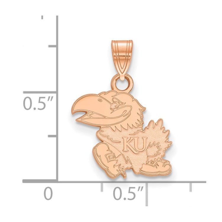 14k Rose Gold LogoArt University of Kansas Jayhawk Small Pendant