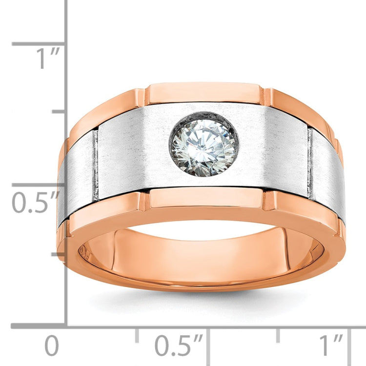 IBGoodman 10k Rose and White Gold Men's Polished Satin and Grooved Ring Mounting