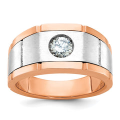 Men's Rose/White Gold Solitaire Ring with Satin Finish *CUSTOMER DIAMONDS*