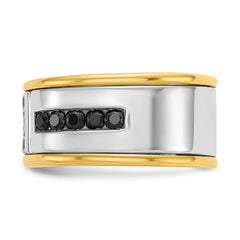 IBGoodman 14k Two-tone Men's Polished and Grooved Black and White 1 Carat A Quality Diamond Ring