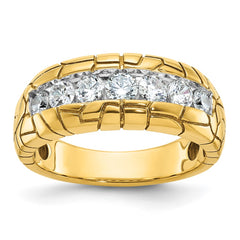 IBGoodman 10k Men's Polished and Nugget Texture 7-Stone 1 Carat BB Quality Diamond Ring