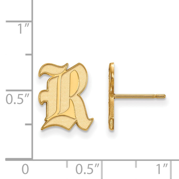 14k Gold LogoArt Rice University Letter R Small Post Earrings