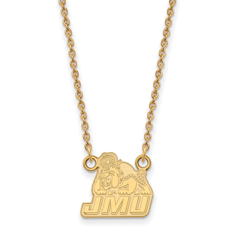 14k Gold LogoArt James Madison University Small Pendant 18 inch Necklace