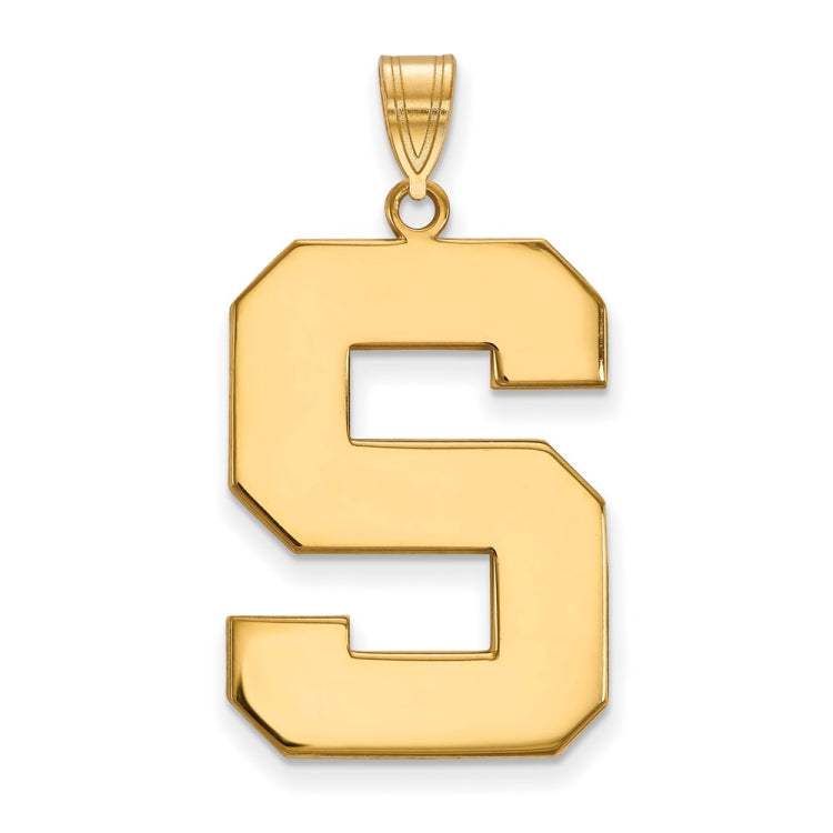 14k Gold LogoArt Michigan State University Letter S Extra Large Pendant