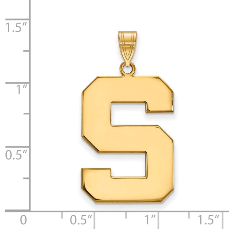 14k Gold LogoArt Michigan State University Letter S Extra Large Pendant