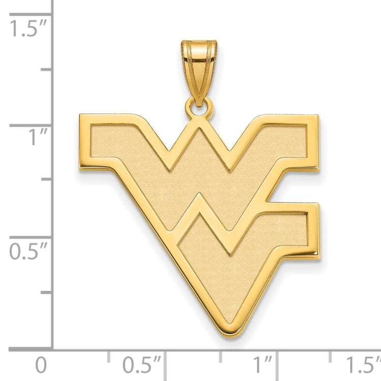 14k Gold LogoArt West Virginia University W-V Extra Large Pendant