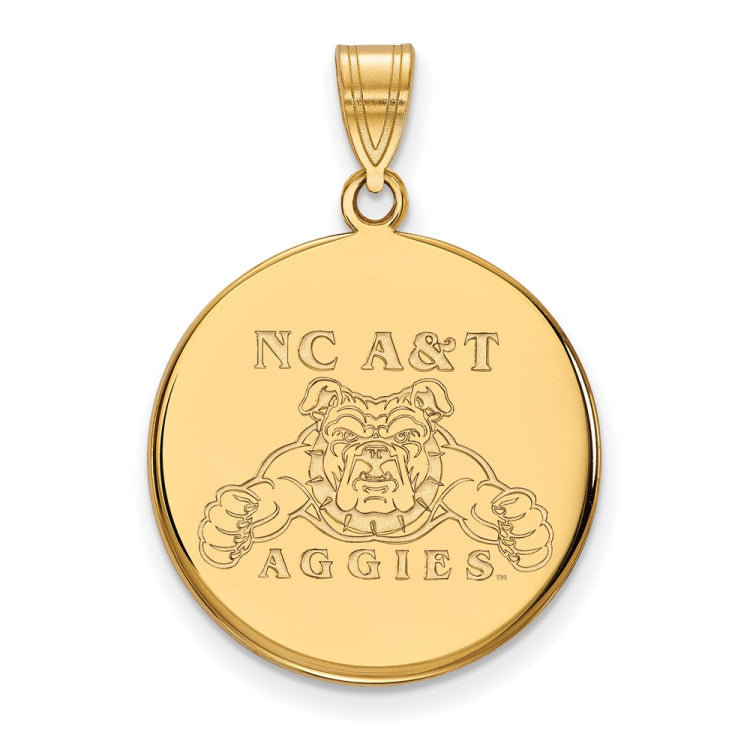 14k Gold LogoArt North Carolina A and T Aggies Large Disc Pendant