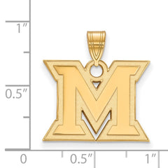 14k Gold LogoArt Miami University Ohio Letter M Medium Pendant