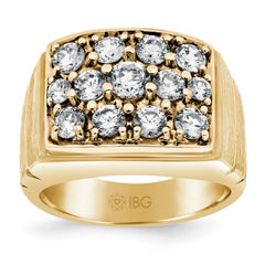 10k Men's Polished Satin & Grooved Cluster Ring Mounting