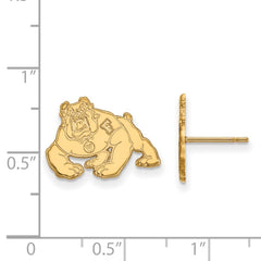 14k Gold LogoArt California State University Fresno Bulldog Small Post Earrings