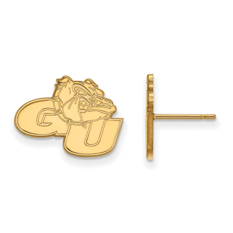 14k Gold LogoArt Gonzaga University G-U Bulldog Small Post Earrings