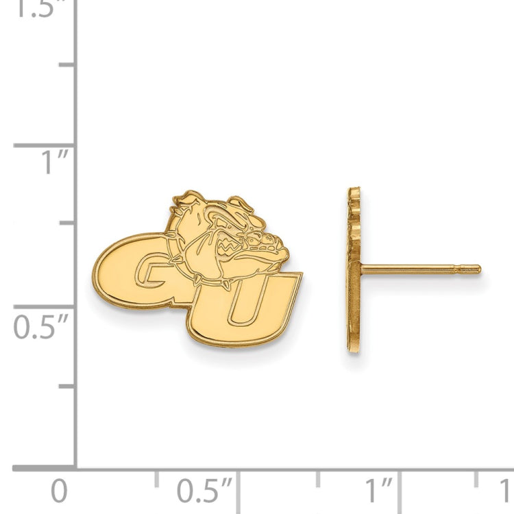 14k Gold LogoArt Gonzaga University G-U Bulldog Small Post Earrings