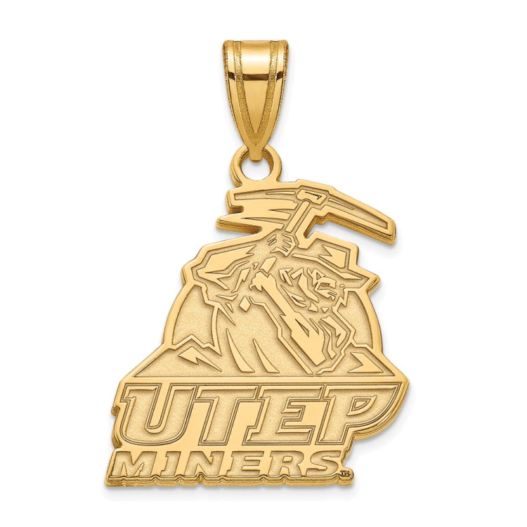 14k Gold LogoArt University of Texas at El Paso Miners Large Pendant