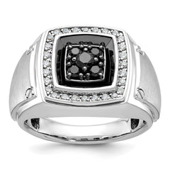 Men's WG Cluster Ring with Satin Sides and Black Rhodium Accent Mounting