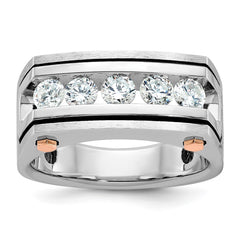 IBGoodman 14k Two-tone Men's Polished Satin and Grooved 5-Stone Ring Mounting