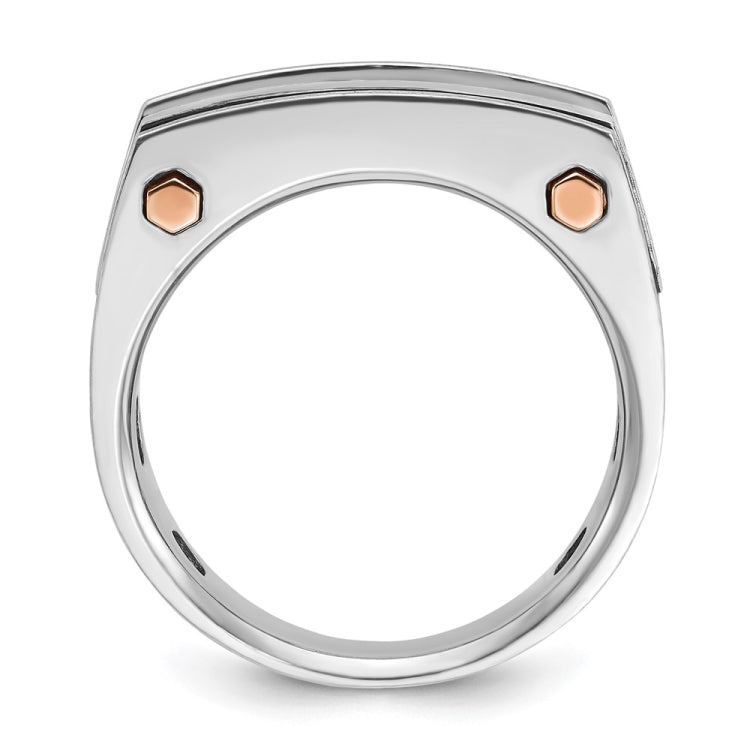 IBGoodman 14k Two-tone Men's Polished Satin and Grooved 5-Stone Ring Mounting