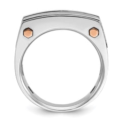 IBGoodman 14k Two-tone Men's Polished Satin and Grooved 5-Stone Ring Mounting