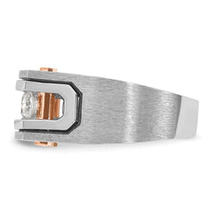 IBGoodman 14k Two-tone Men's Polished Satin and Grooved 5-Stone Ring Mounting